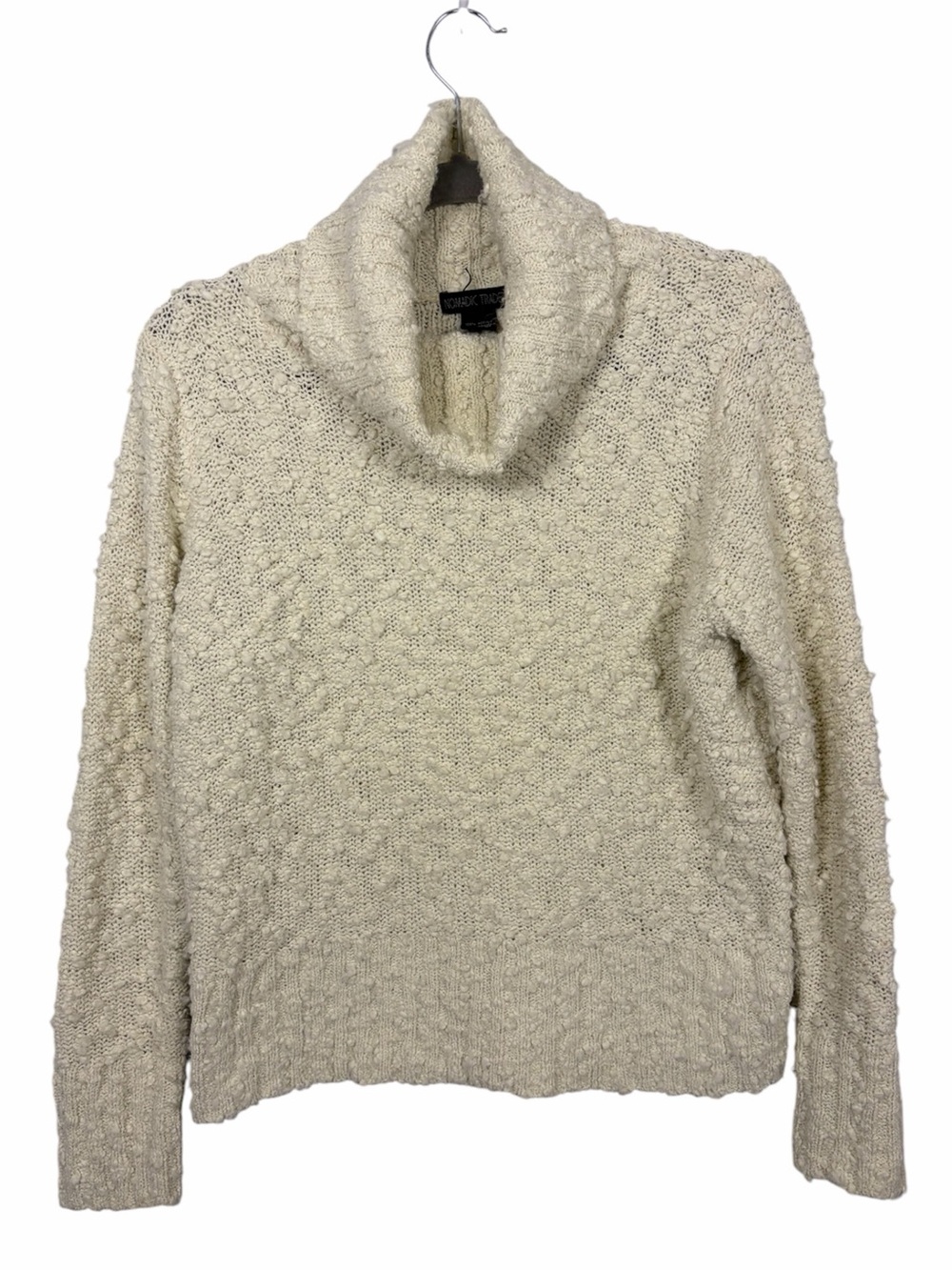 Nomadic Traders Cream Textured Bouclé Cowl Neck Sweater M